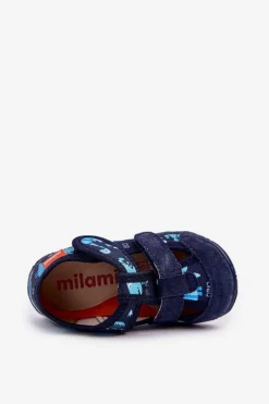 Dziewczęce|Back To School></noscript>Milami Kapcie Dziecięce Na Rzepy W Dinozaury Granatowe Reathiana Niebieski