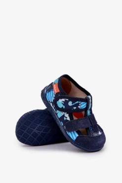 Dziewczęce|Back To School></noscript>Milami Kapcie Dziecięce Na Rzepy W Dinozaury Granatowe Reathiana Niebieski