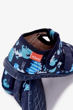 Dziewczęce|Back To School></noscript>Milami Kapcie Dziecięce Na Rzepy W Dinozaury Granatowe Reathiana Niebieski