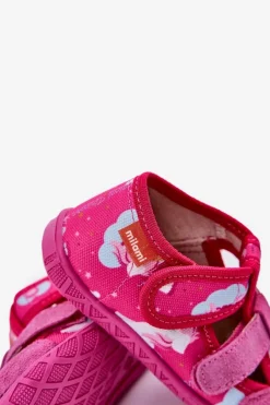 New Kapcie Dziecięce Na Rzepy W Jednorożce Fuksja Reathiana Dzieci Dziewczęce|Back To School