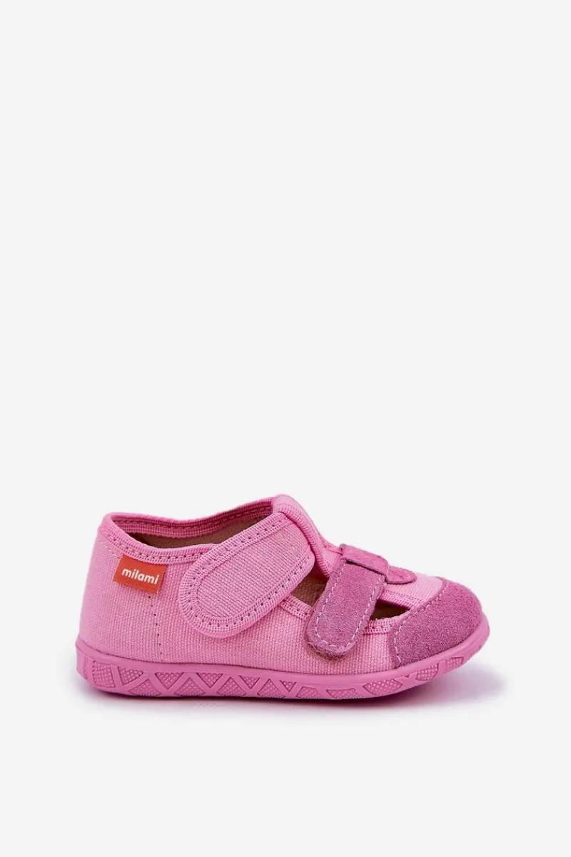 Online Milami Kapcie Dziecięce Na Rzepy Różowe Reathiana Różowy