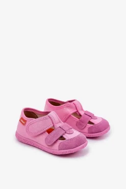 Online Milami Kapcie Dziecięce Na Rzepy Różowe Reathiana Różowy