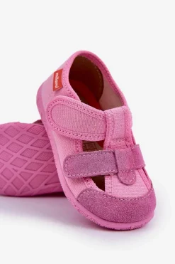 Online Milami Kapcie Dziecięce Na Rzepy Różowe Reathiana Różowy