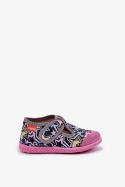 Dziewczęce|Back To School>Milami Kapcie Dziecięce Na Rzep Szaro-Różowe Jasimrra Szary