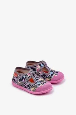 Dziewczęce|Back To School></noscript>Milami Kapcie Dziecięce Na Rzep Szaro-Różowe Jasimrra Szary