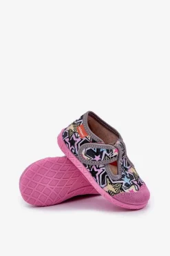 Dziewczęce|Back To School></noscript>Milami Kapcie Dziecięce Na Rzep Szaro-Różowe Jasimrra Szary