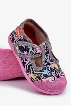 Dziewczęce|Back To School></noscript>Milami Kapcie Dziecięce Na Rzep Szaro-Różowe Jasimrra Szary