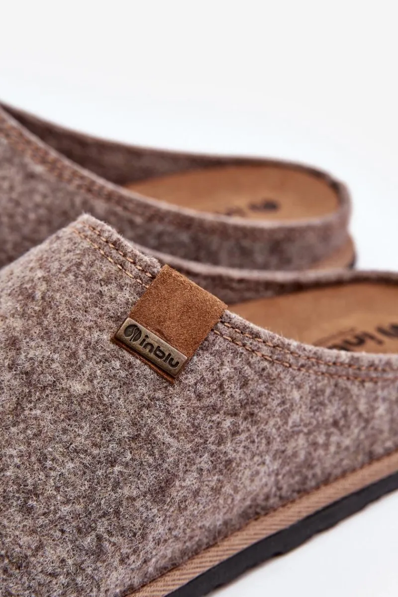 Klapki Męskie Klasyczne|Papcie Męskie>INBLU Kapcie Męskie Profilaktyczne SI000001 Beżowe