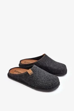 Sale Kapcie Męskie Profilaktyczne SI000001 Ciemnoszare Męskie Klapki Męskie Klasyczne|Papcie Męskie
