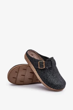 Outlet Kapcie Męskie Z Klamrą Klapki Profilaktyczne MT000012 Grafitowe Męskie Klapki Męskie Klasyczne|Papcie Męskie