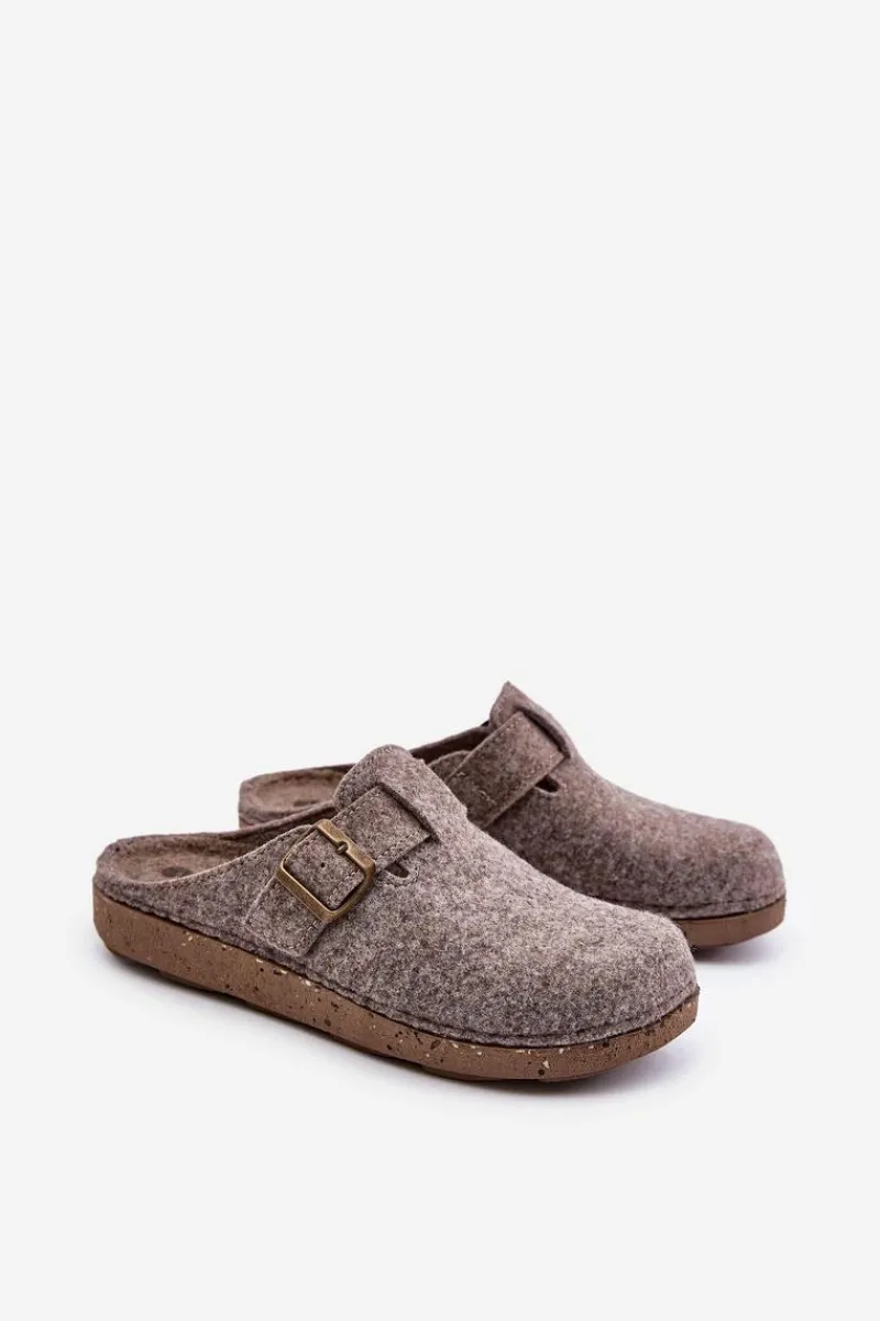 Outlet Kapcie Męskie Z Klamrą Klapki Profilaktyczne MT000012 Beżowe Męskie Klapki Męskie Klasyczne|Papcie Męskie