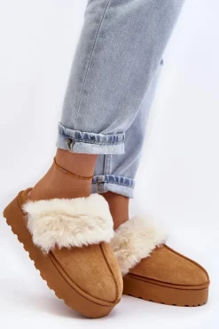 Śniegowce Damskie|Kapcie Klasyczne>Boto Kapcie Śniegowce Damskie Na Platformie Camel Phiniopis