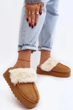 Śniegowce Damskie|Kapcie Klasyczne></noscript>Boto Kapcie Śniegowce Damskie Na Platformie Camel Phiniopis