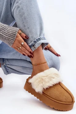 Śniegowce Damskie|Kapcie Klasyczne></noscript>Boto Kapcie Śniegowce Damskie Na Platformie Camel Phiniopis