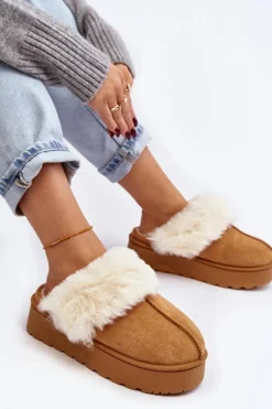 Śniegowce Damskie|Kapcie Klasyczne></noscript>Boto Kapcie Śniegowce Damskie Na Platformie Camel Phiniopis