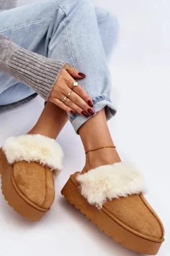 Śniegowce Damskie|Kapcie Klasyczne></noscript>Boto Kapcie Śniegowce Damskie Na Platformie Camel Phiniopis