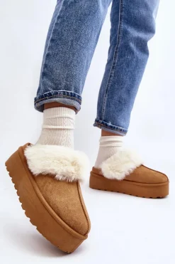 Śniegowce Damskie|Kapcie Klasyczne>Boto Kapcie Śniegowce Damskie Na Grubej Podeszwie Camel Starlyn Brązowy