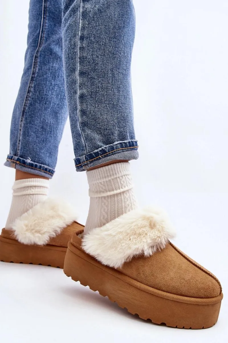 Śniegowce Damskie|Kapcie Klasyczne>Boto Kapcie Śniegowce Damskie Na Grubej Podeszwie Camel Starlyn Brązowy