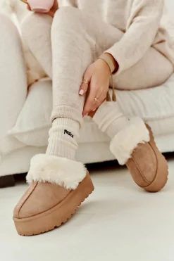 Śniegowce Damskie|Kapcie Klasyczne>Boto Kapcie Śniegowce Damskie Na Grubej Podeszwie Khaki Starlyn