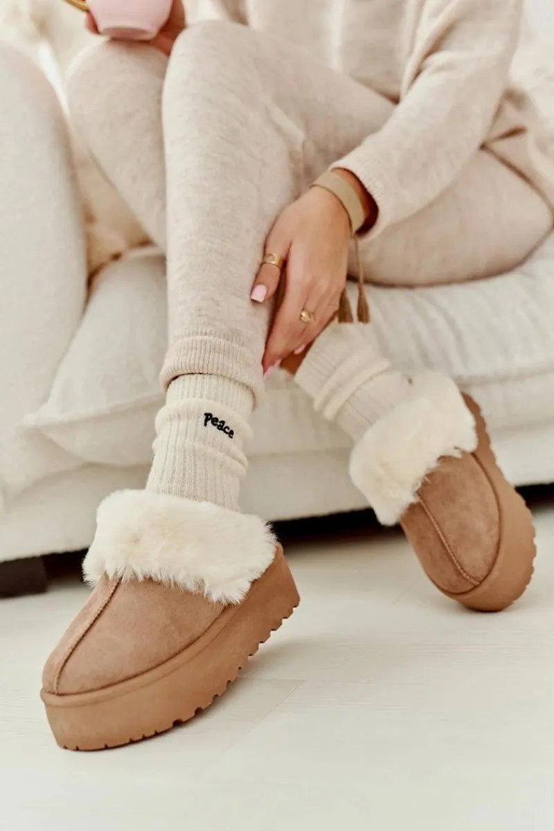 Śniegowce Damskie|Kapcie Klasyczne>Boto Kapcie Śniegowce Damskie Na Grubej Podeszwie Khaki Starlyn