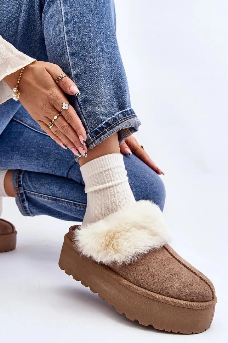 Śniegowce Damskie|Kapcie Klasyczne>Boto Kapcie Śniegowce Damskie Na Grubej Podeszwie Khaki Starlyn