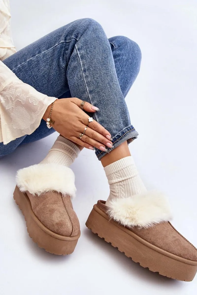 Śniegowce Damskie|Kapcie Klasyczne>Boto Kapcie Śniegowce Damskie Na Grubej Podeszwie Khaki Starlyn