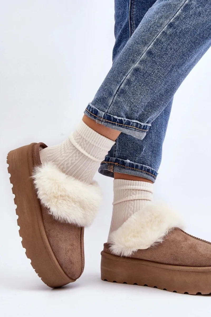 Śniegowce Damskie|Kapcie Klasyczne>Boto Kapcie Śniegowce Damskie Na Grubej Podeszwie Khaki Starlyn