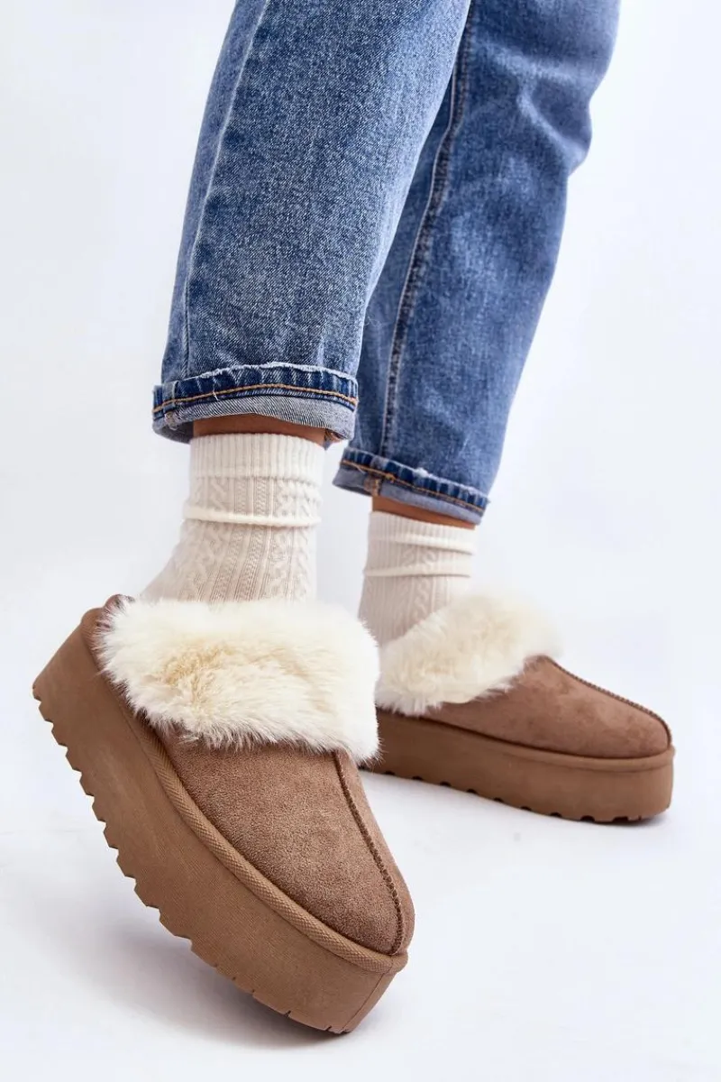 Śniegowce Damskie|Kapcie Klasyczne>Boto Kapcie Śniegowce Damskie Na Grubej Podeszwie Khaki Starlyn