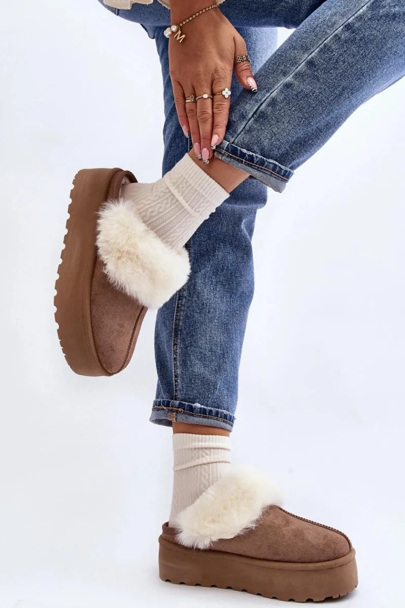 Śniegowce Damskie|Kapcie Klasyczne>Boto Kapcie Śniegowce Damskie Na Grubej Podeszwie Khaki Starlyn