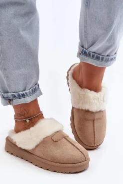 Sale Kapcie Śniegowce Damskie Z Kożuchem Beżowe Villene Damskie Śniegowce Damskie|Kapcie Klasyczne