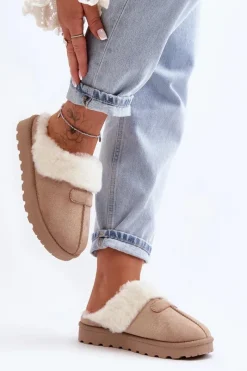 Sale Kapcie Śniegowce Damskie Z Kożuchem Beżowe Villene Damskie Śniegowce Damskie|Kapcie Klasyczne