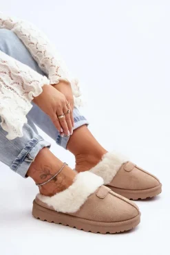 Sale Kapcie Śniegowce Damskie Z Kożuchem Beżowe Villene Damskie Śniegowce Damskie|Kapcie Klasyczne