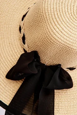 Clearance Kapelusz Z Modną Kokardą Jasnobeżowy Okrycia Głowy