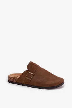 Sale Klapki Chodaki Damskie i Na Platformie Z Klamrą Brązowe Selio Damskie Klapki Korkowe|Klapki Na Platformie