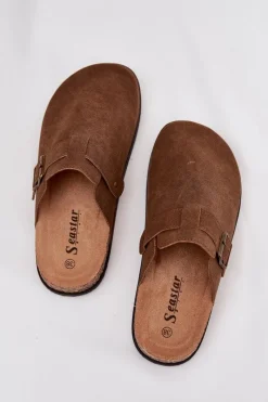 Sale Klapki Chodaki Damskie i Na Platformie Z Klamrą Brązowe Selio Damskie Klapki Korkowe|Klapki Na Platformie