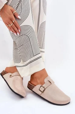 Klapki Na Platformie|Klapki Damskie Klasyczne>Boto Klapki ChodakI Damskie i Na Platformie Z Klamrą Beżowe Selio Beżowy