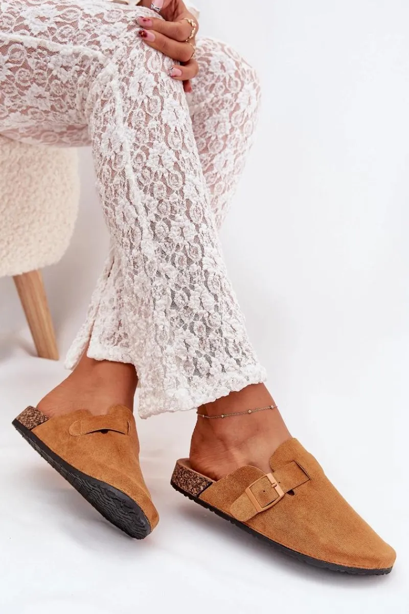 Klapki Korkowe|Klapki Na Platformie>Boto Klapki Chodaki Damskie i Na Korkowej Platformie Z Klamrą Camel Klarae