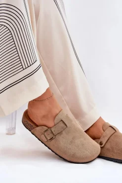 Klapki Korkowe|Klapki Na Platformie></noscript>Boto Klapki Chodaki Damskie i Na Platformie Z Klamrą Khaki Selio Beżowy