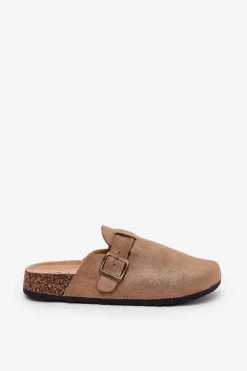 Klapki Korkowe|Klapki Na Platformie></noscript>Boto Klapki Chodaki Damskie i Na Platformie Z Klamrą Khaki Selio Beżowy