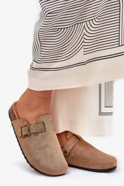 Klapki Korkowe|Klapki Na Platformie></noscript>Boto Klapki Chodaki Damskie i Na Platformie Z Klamrą Khaki Selio Beżowy