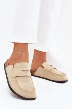 Best Boto Klapki Chodaki Damskie Na Korkowej Platformie Beżowe Nivalia Beżowy