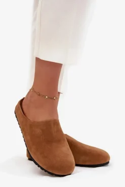 Outlet Boto Klapki Chodaki Damskie Na Platformie Camel Sylviane Brązowy