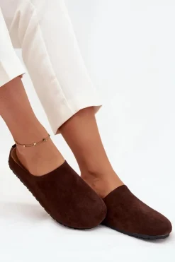 Clearance Boto Klapki Chodaki Damskie Na Platformie Czekoladowe Sylviane Brązowy