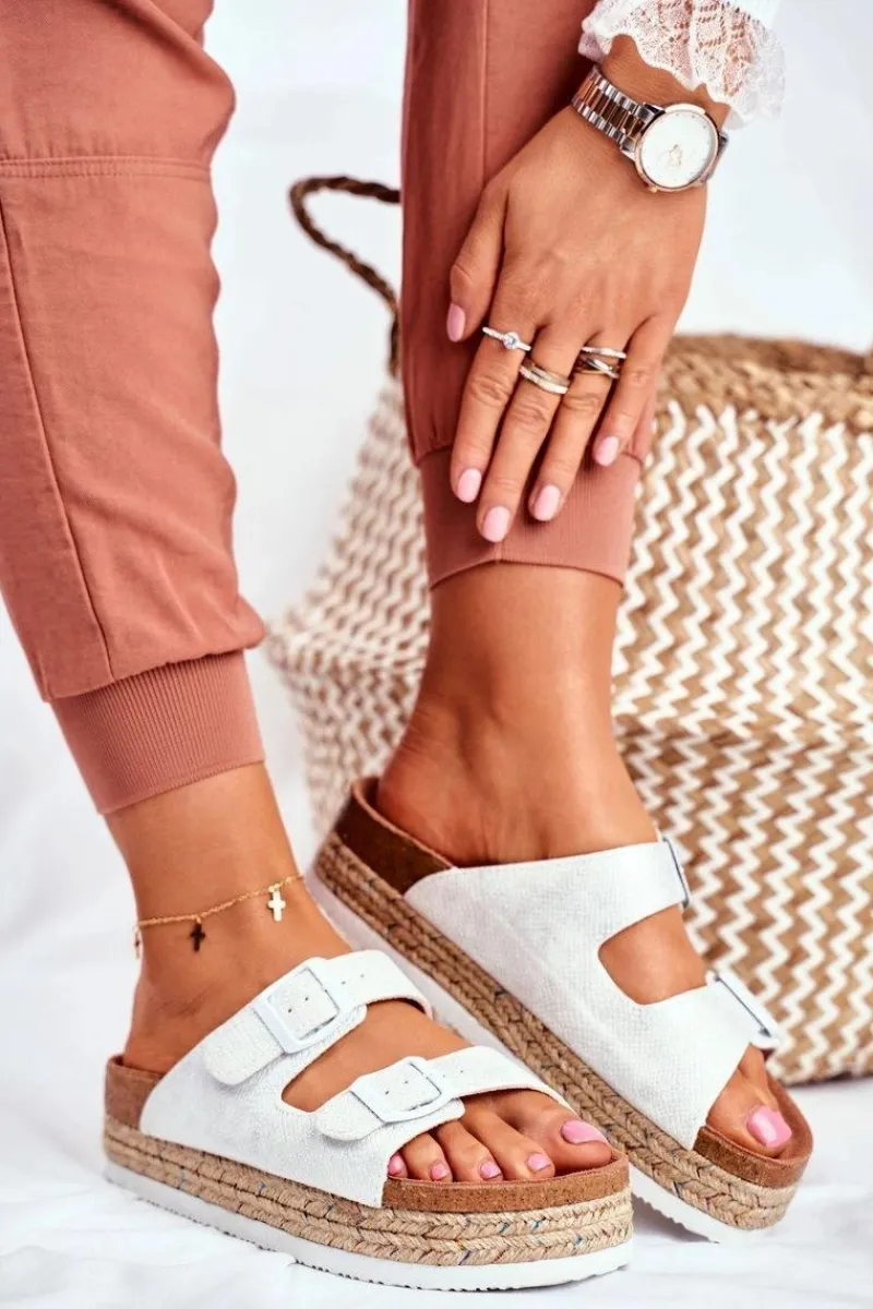 Big Star Shoes Klapki Damskie Big Star Białe FF274665