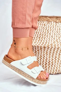 Big Star Shoes Klapki Damskie Big Star Białe FF274665