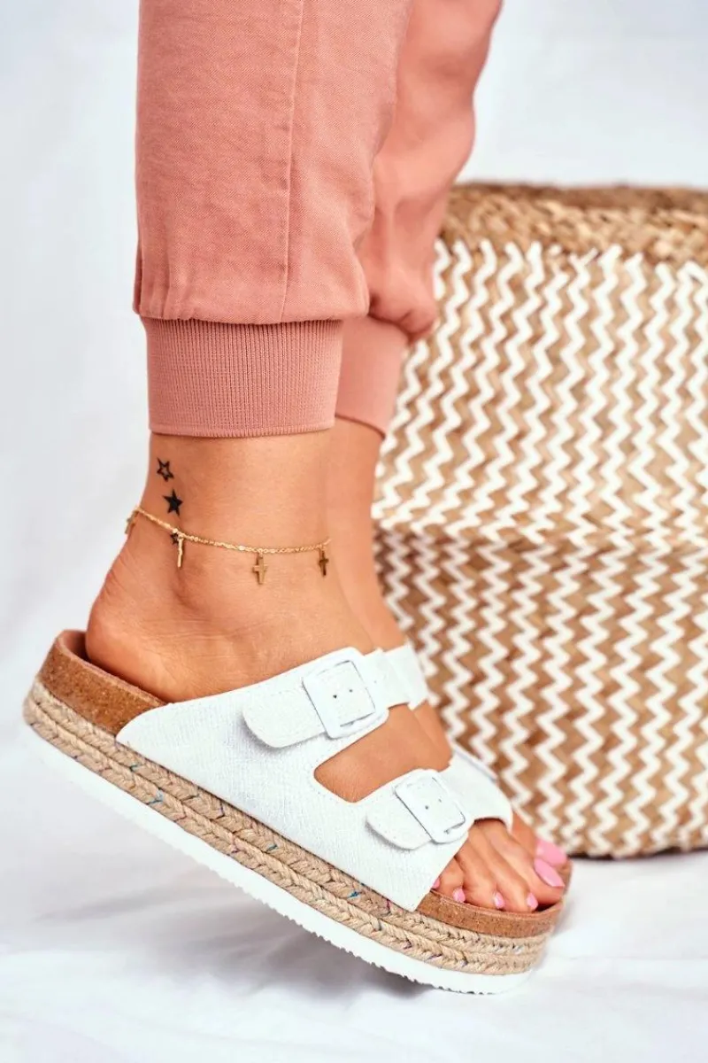 Big Star Shoes Klapki Damskie Big Star Białe FF274665