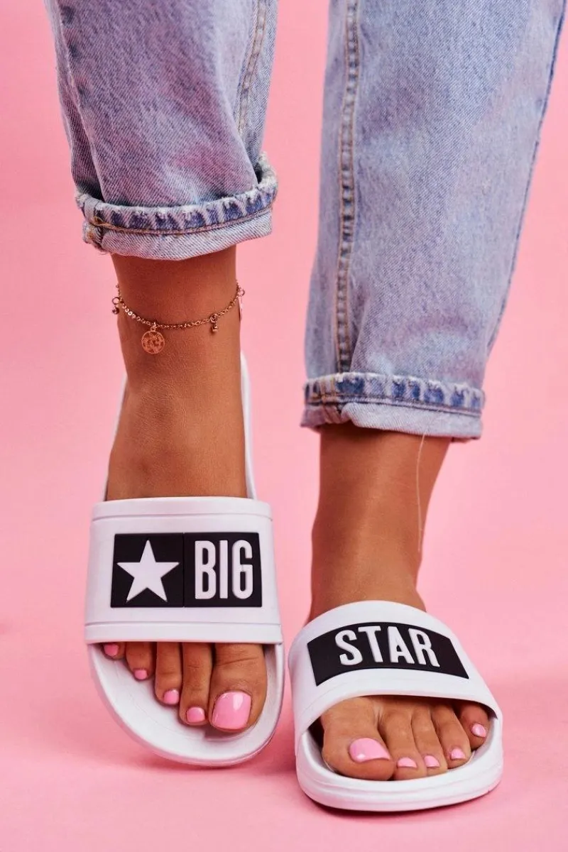 Klapki Sportowe|Klapki Damskie Big Star>Big Star Shoes Klapki Damskie Big Star Białe DD274A264