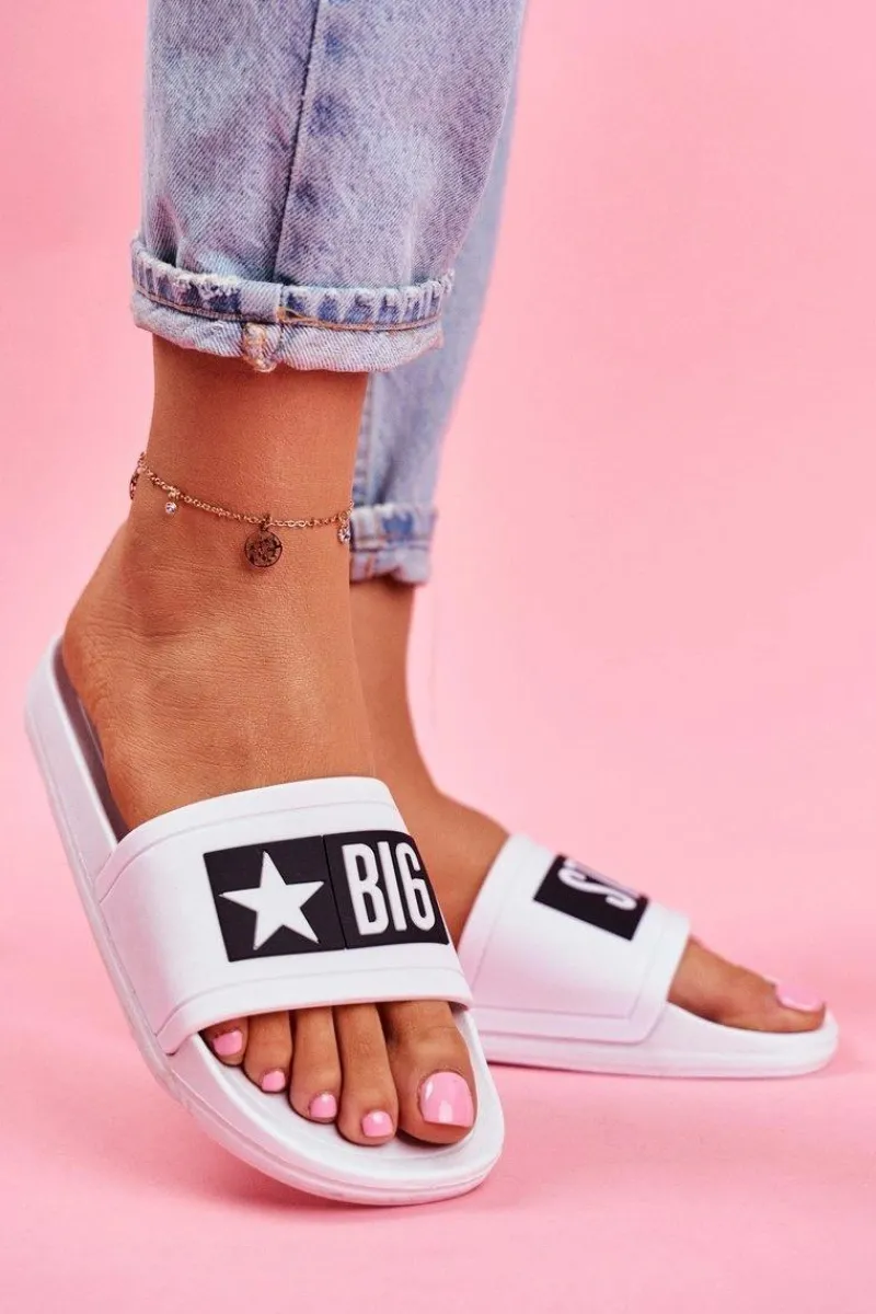 Klapki Sportowe|Klapki Damskie Big Star>Big Star Shoes Klapki Damskie Big Star Białe DD274A264