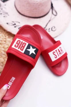 Big Star Shoes Klapki Damskie Big Star Czerwone DD274A267