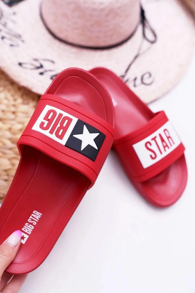 Big Star Shoes Klapki Damskie Big Star Czerwone DD274A267